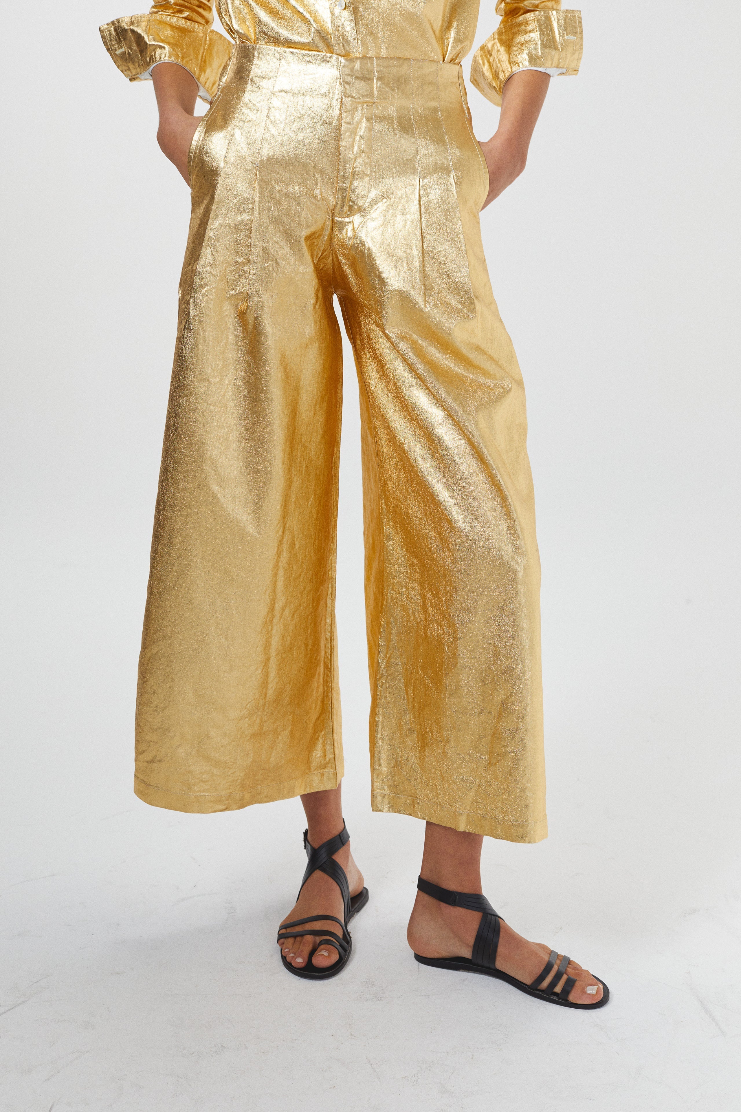Metallic Gold Culotte Pant, from Lanhtropy - Image 2