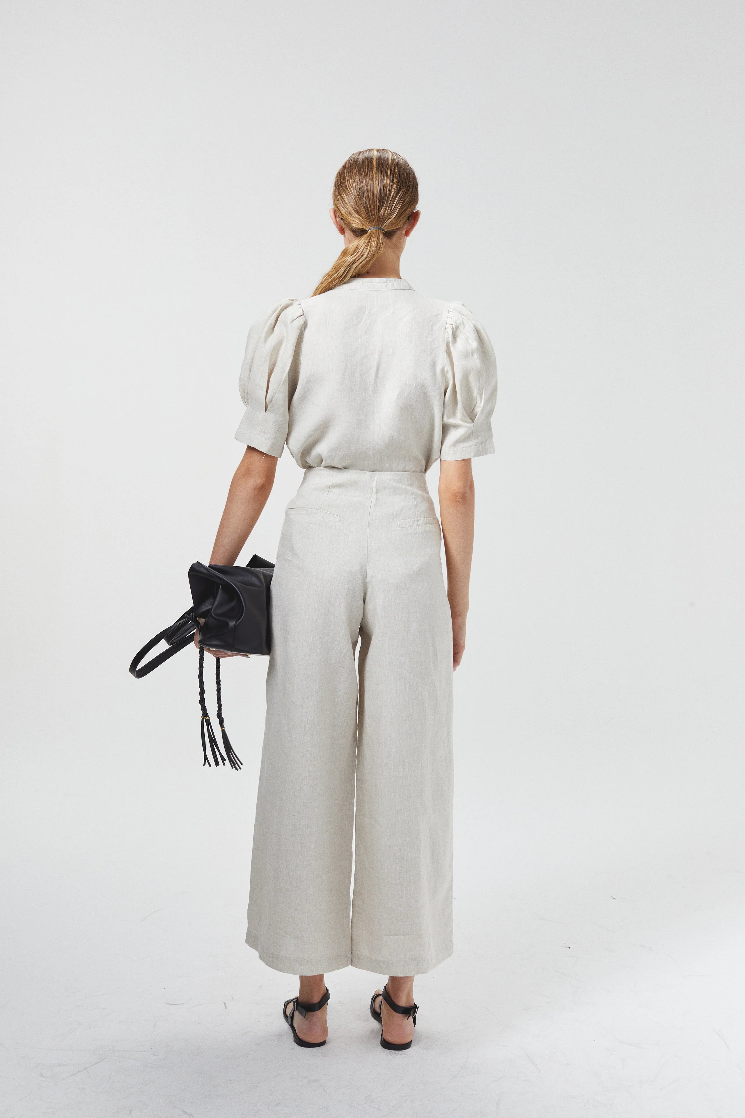 Culotte Linen Pant in Natural, from Lanhtropy - Image 3
