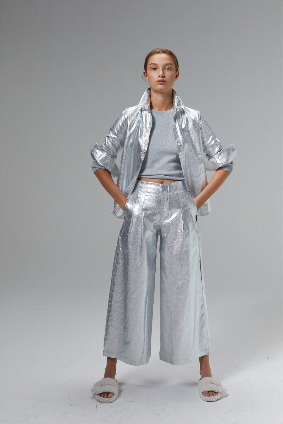 Metallic Silver Culotte Pant, from Lanhtropy - Image 3