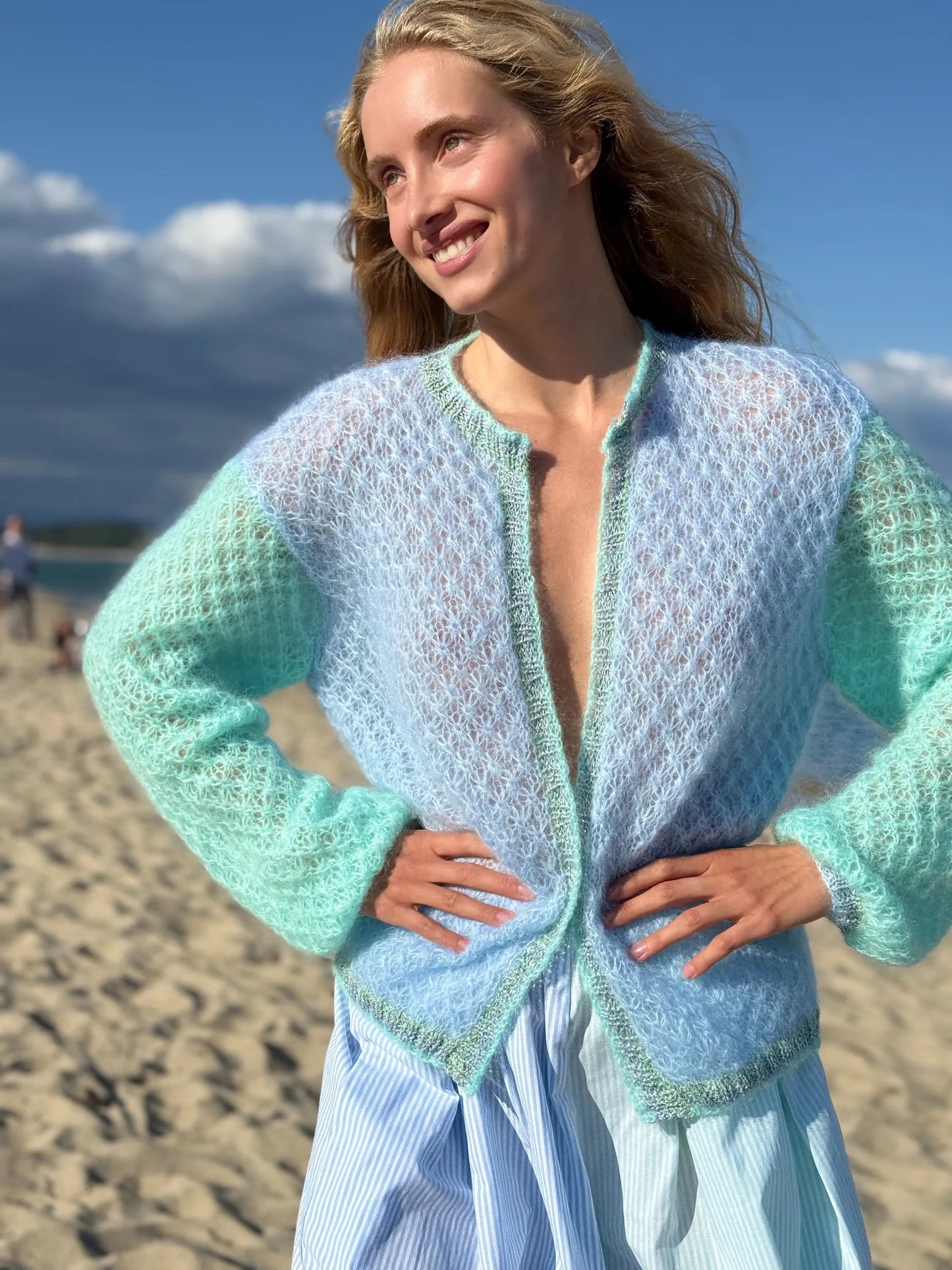 Jour Cardigan in Aqua & Blue, from Rose Carmine - Image 3