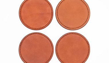 Leather Coaster Set of 4 in Camel