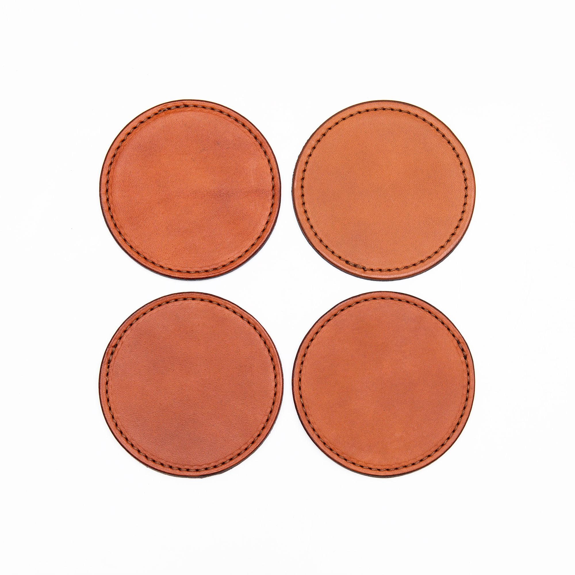 Leather Coaster Set of 4 in Camel