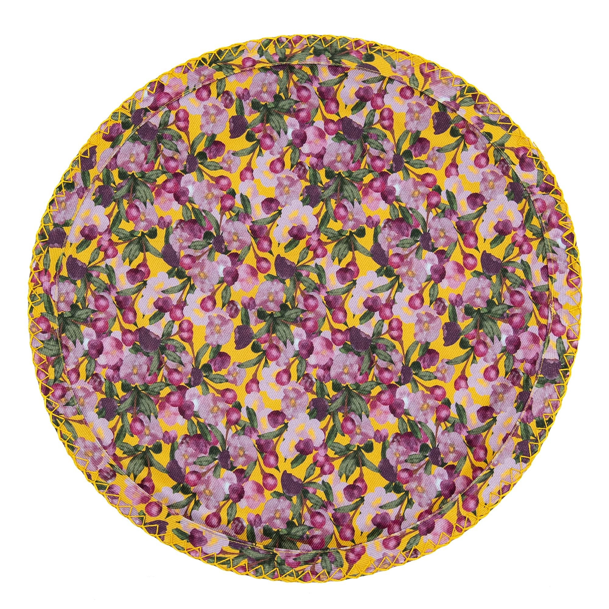 Set of Six Round Placemats in Romace is Dead Yellow, from, Sophie Williamson Design - Image 5