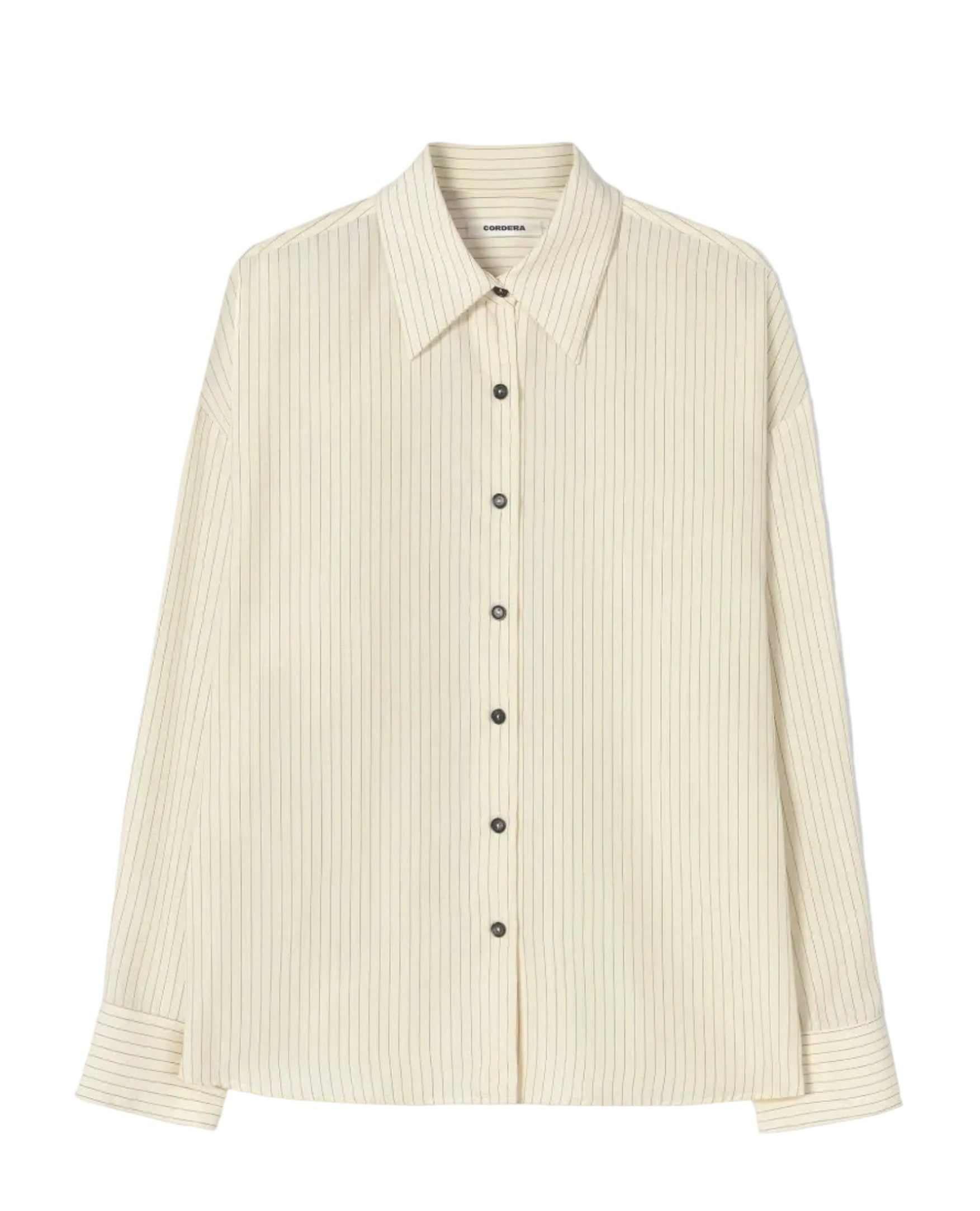 Oversized Pencil Striped Shirt in Cream, from Cordera