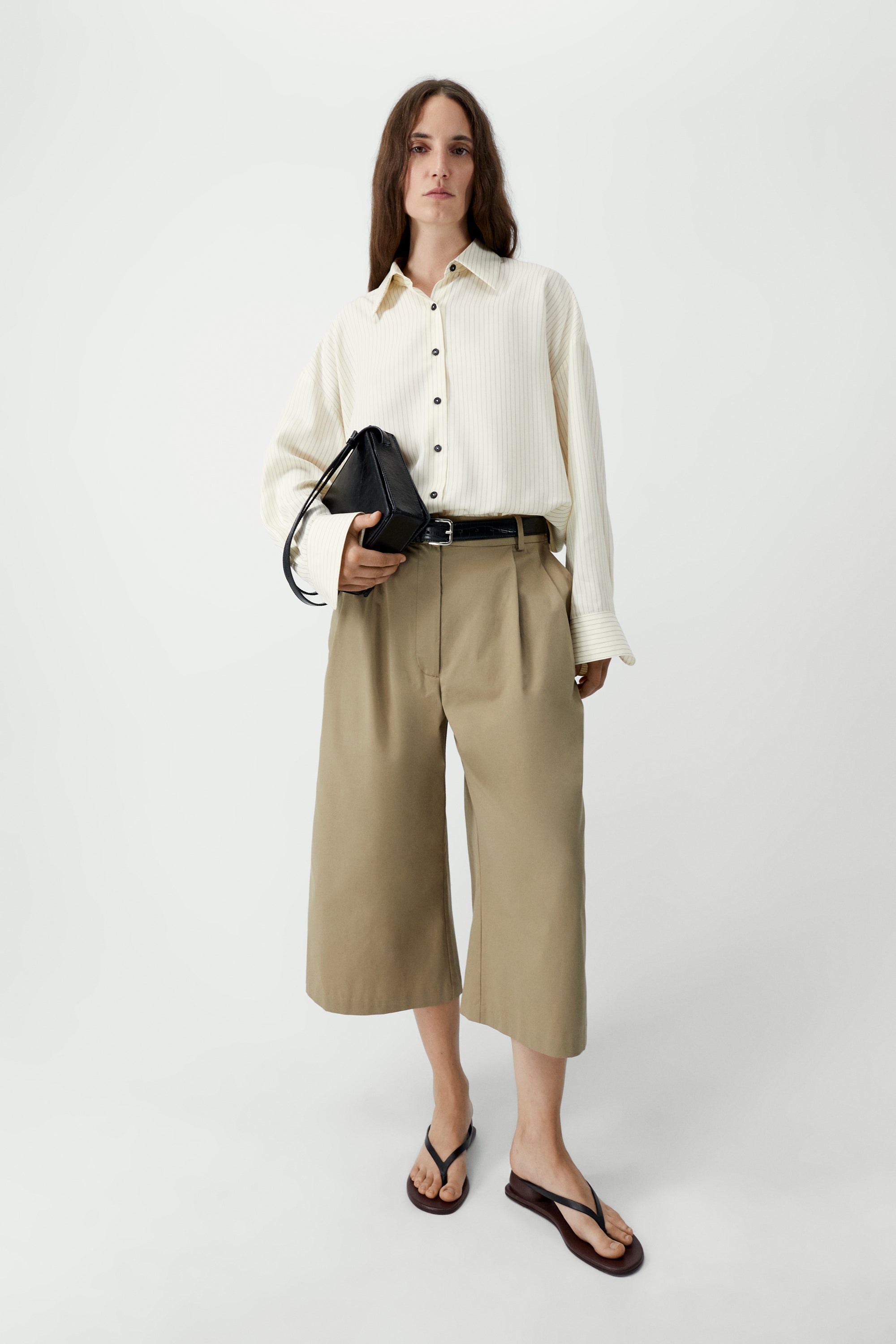 Oversized Pencil Striped Shirt in Cream, from Cordera - Image 3