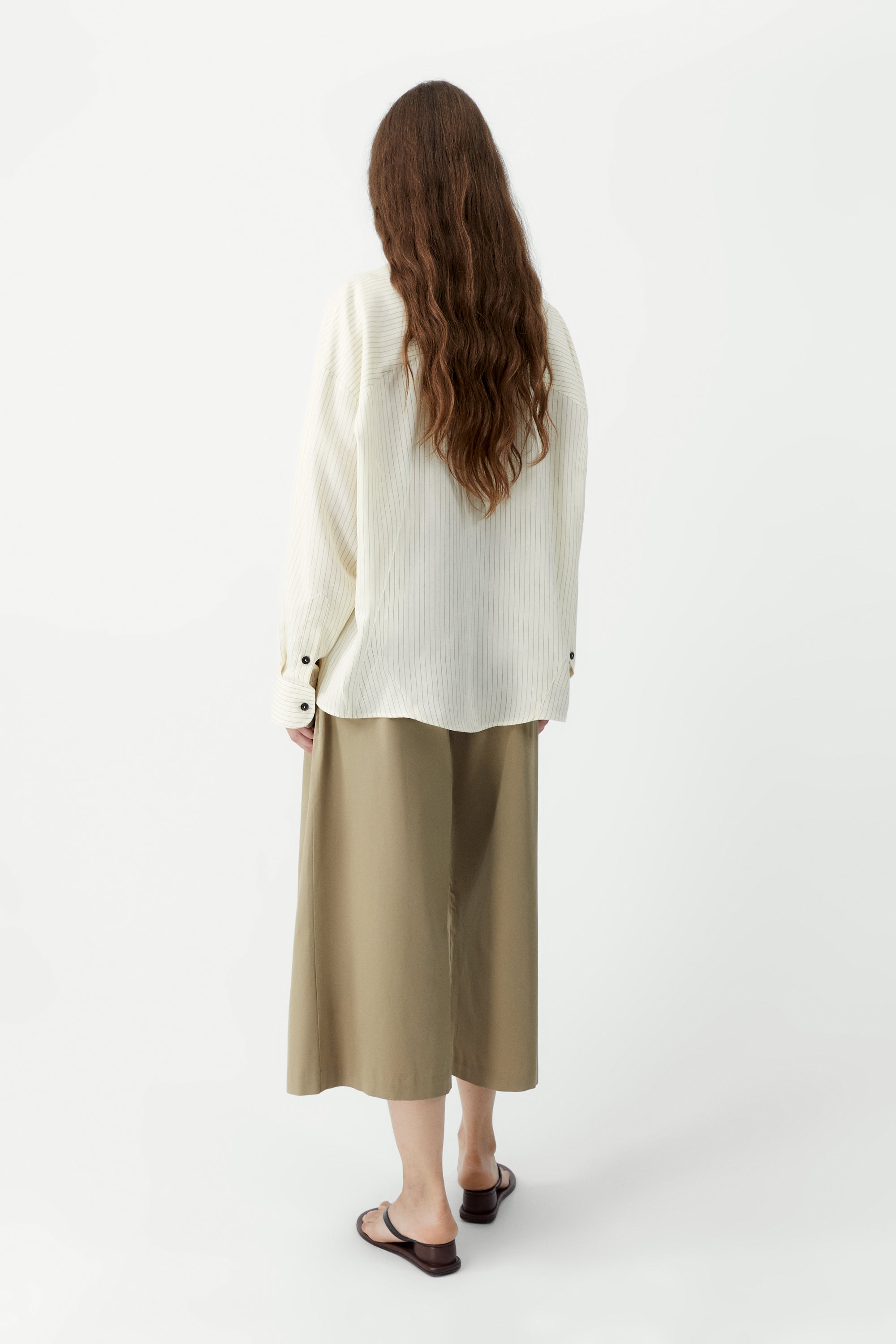 Oversized Pencil Striped Shirt in Cream, from Cordera - Image 4