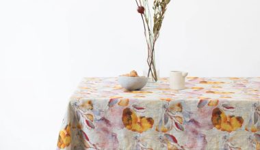 Orange Flow on Natural Linen Tablecloth, from Linen Tales