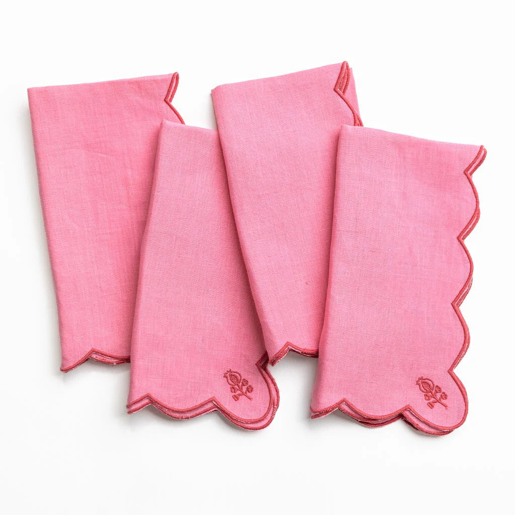 Scalloped Buti Napkins in Wild Rose, from Pomegranate