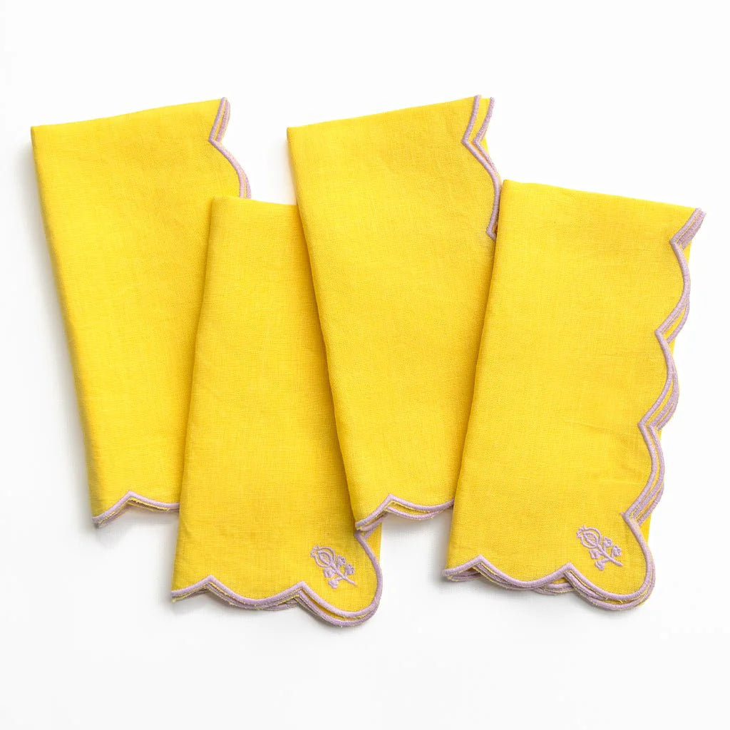 Scalloped Buti Napkins in Snapdragon, from Pomegranate