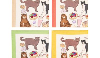 Cats Cafe Set of 4 Napkins, from Avenida Home