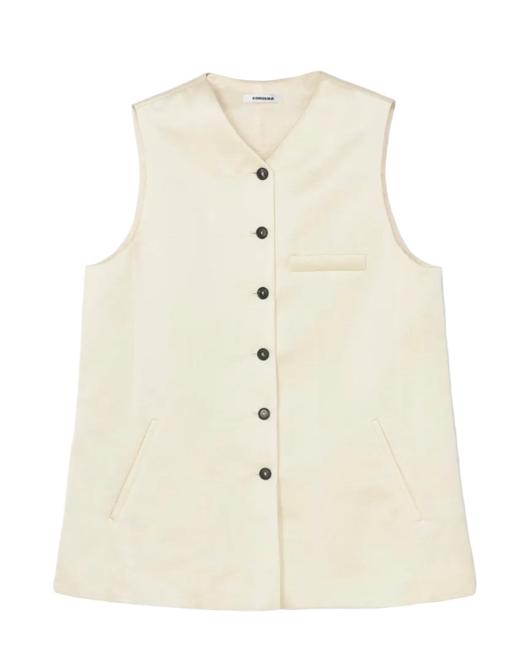 Satin Tailored Vest in Marfil, from Cordera