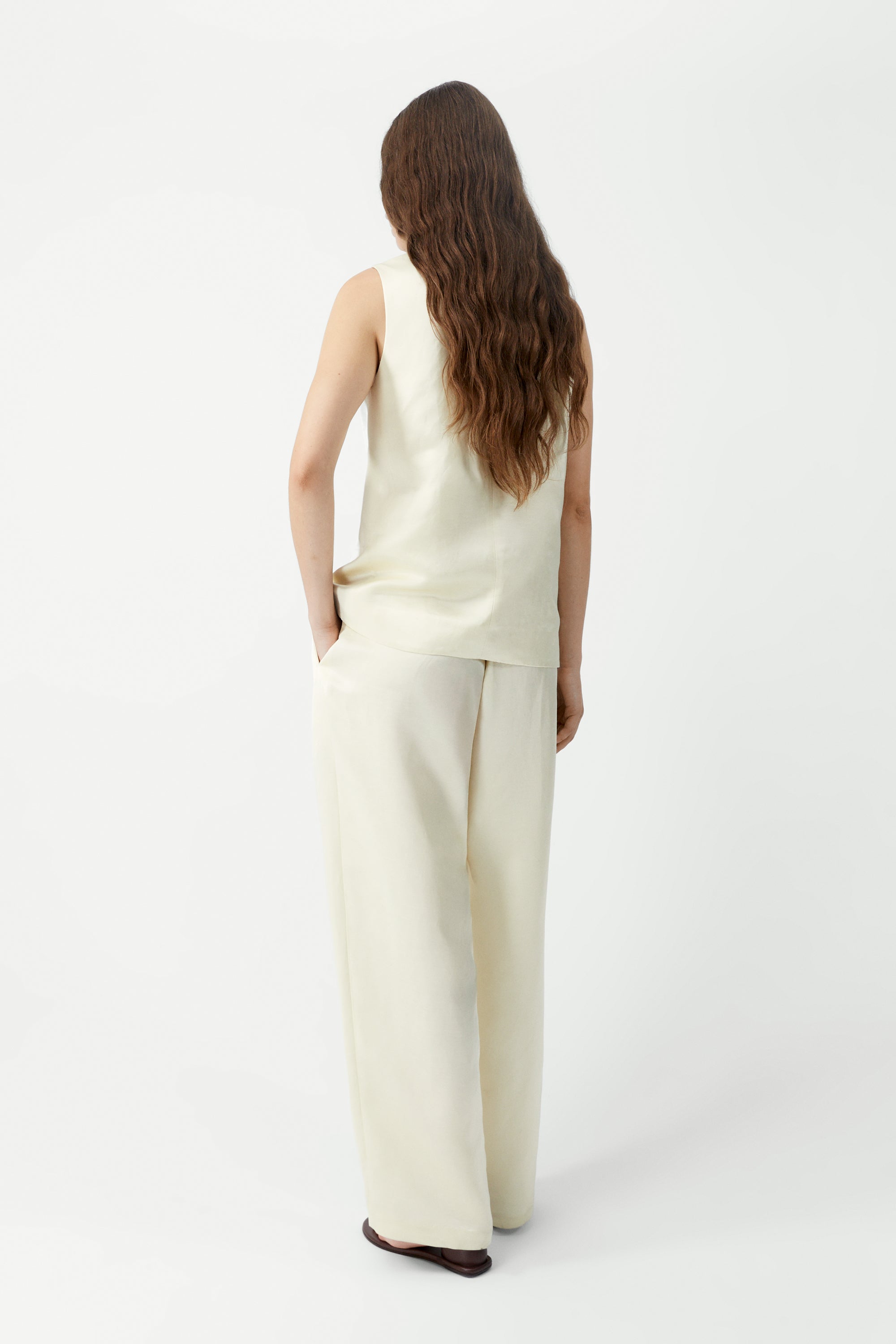 Satin Tailored Vest in Marfil, from Cordera - Image 4