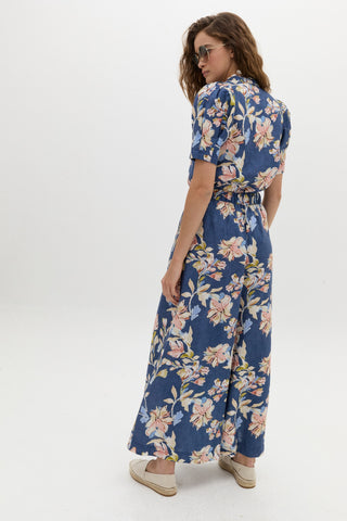 Sabi Linen Pants in Blue Poppy Print, from Lanhtropy - Image 4