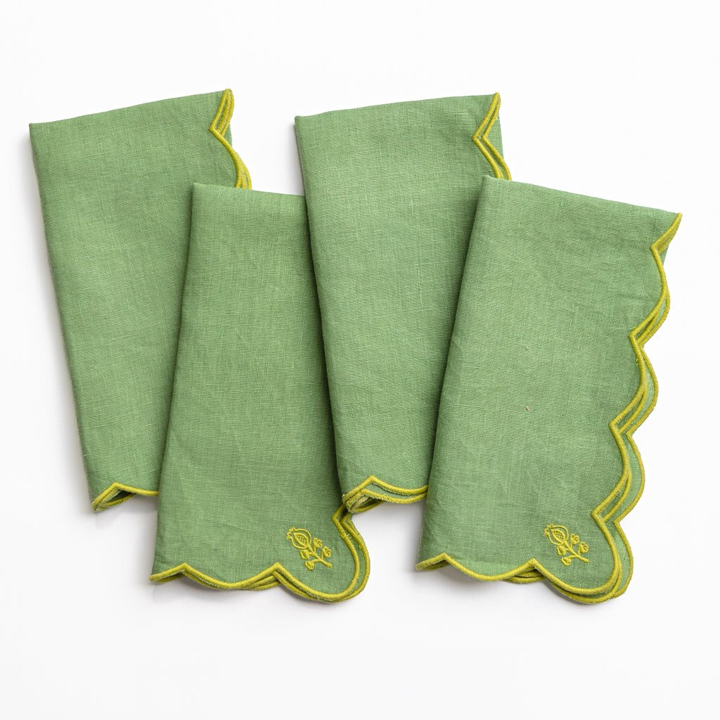 Scalloped Buti Napkins in Forest, from Pomegranate