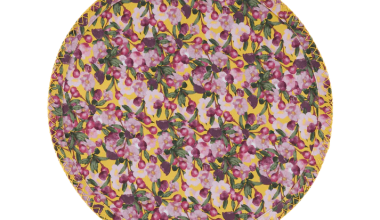 Set of Six Round Placemats in Romace is Dead Yellow, from, Sophie Williamson Design