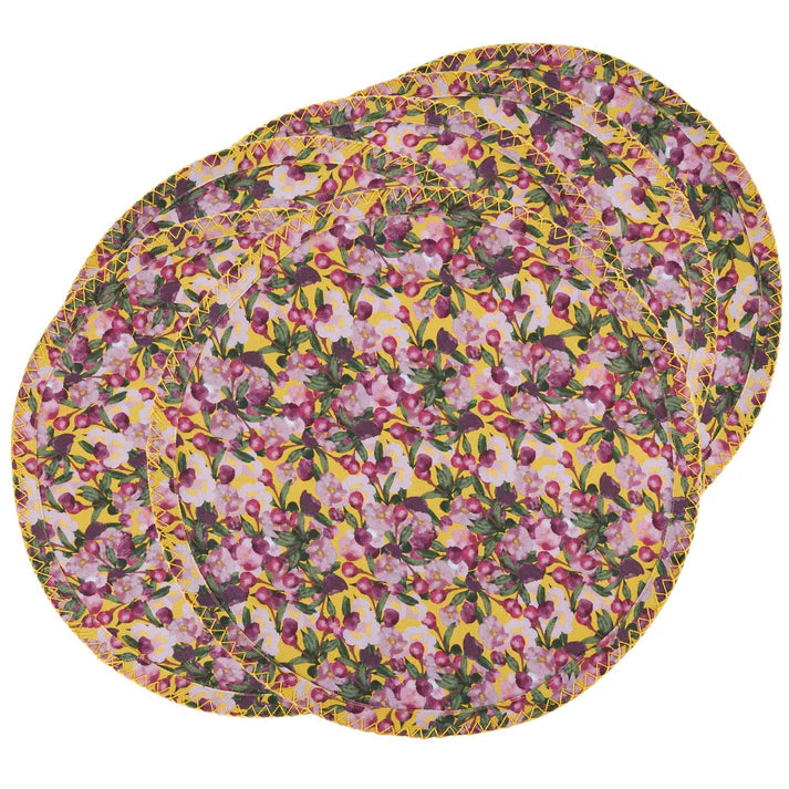 Set of Six Round Placemats in Romace is Dead Yellow, from, Sophie Williamson Design - Image 3