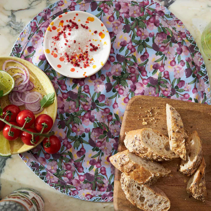 Set of Six Round Placemats in Romace is Dead Blue from, Sophie Williamson Design - Image 3