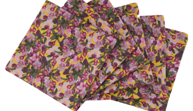 Set of Six Napkins in Romace is Dead Yellow, from Sophie Williamson Design