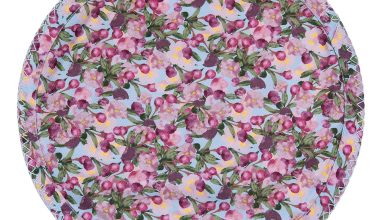 Set of Six Round Placemats in Romace is Dead Blue from, Sophie Williamson Design