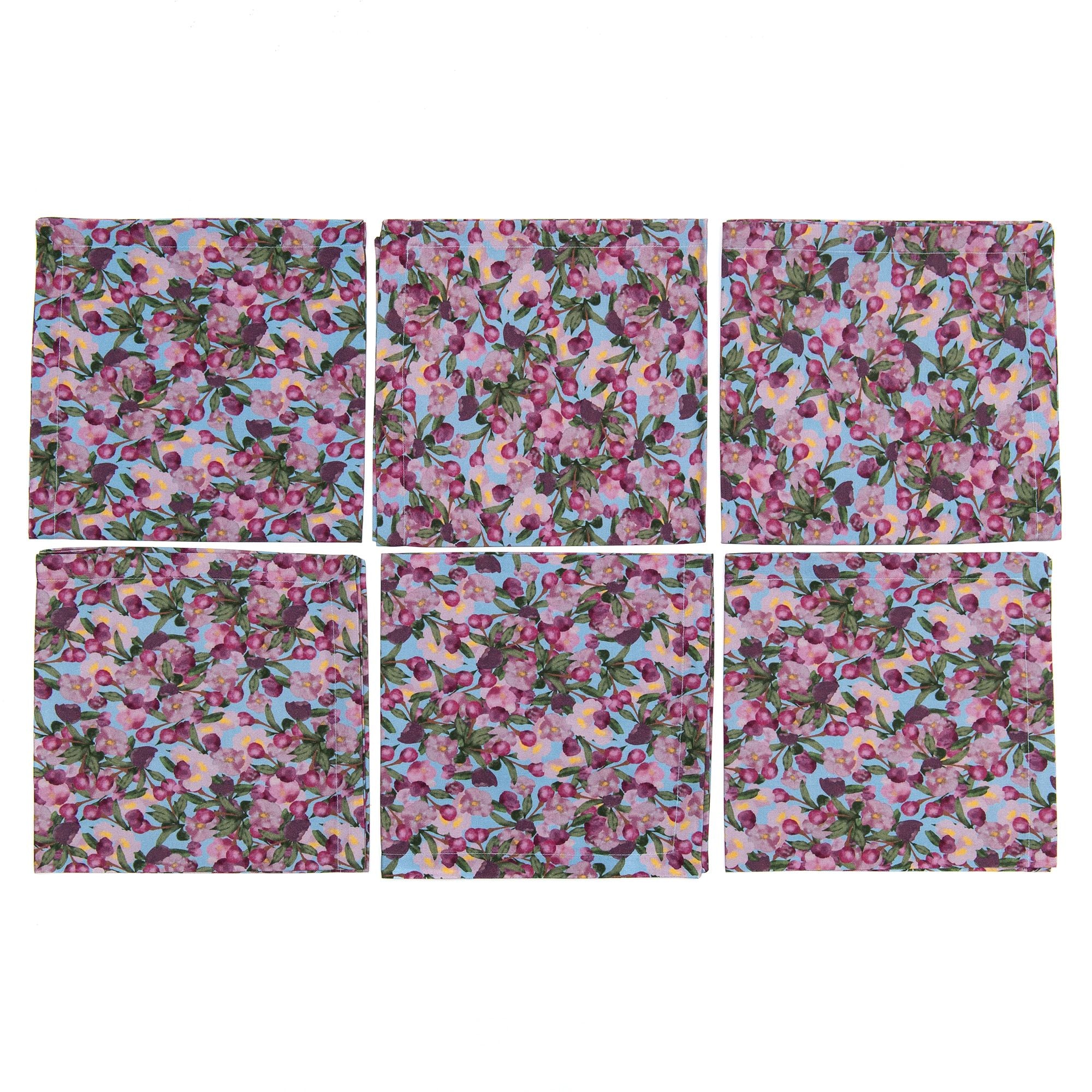 Set of Six Napkins in Romace is Dead Blue, from Sophie Williamson Design - Image 3