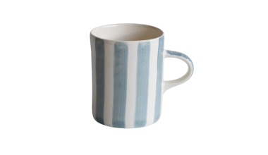 Candy Sripe Demi Mug in Dove Grey