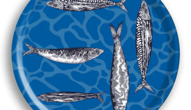 Blue Tide Round Tray, from Avenida Home