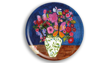 Butterfly Flowers Round Tray, from Avenida Home