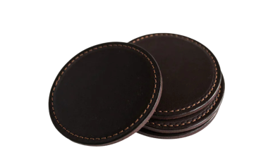 The Leather Coaster Set of 4 in Tobacco