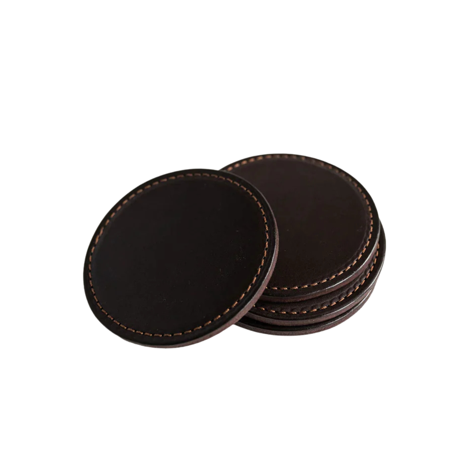 The Leather Coaster Set of 4 in Tobacco