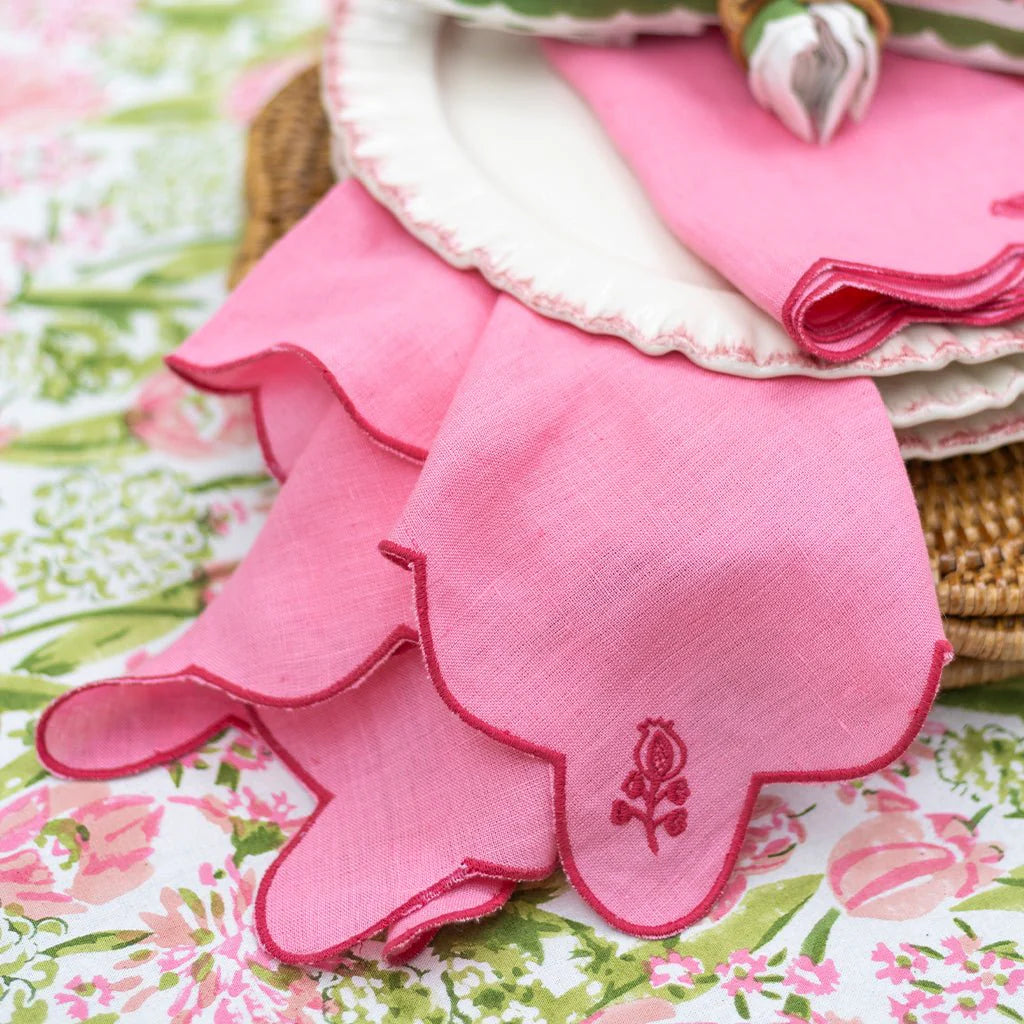 Scalloped Buti Napkins in Wild Rose, from Pomegranate - Image 2