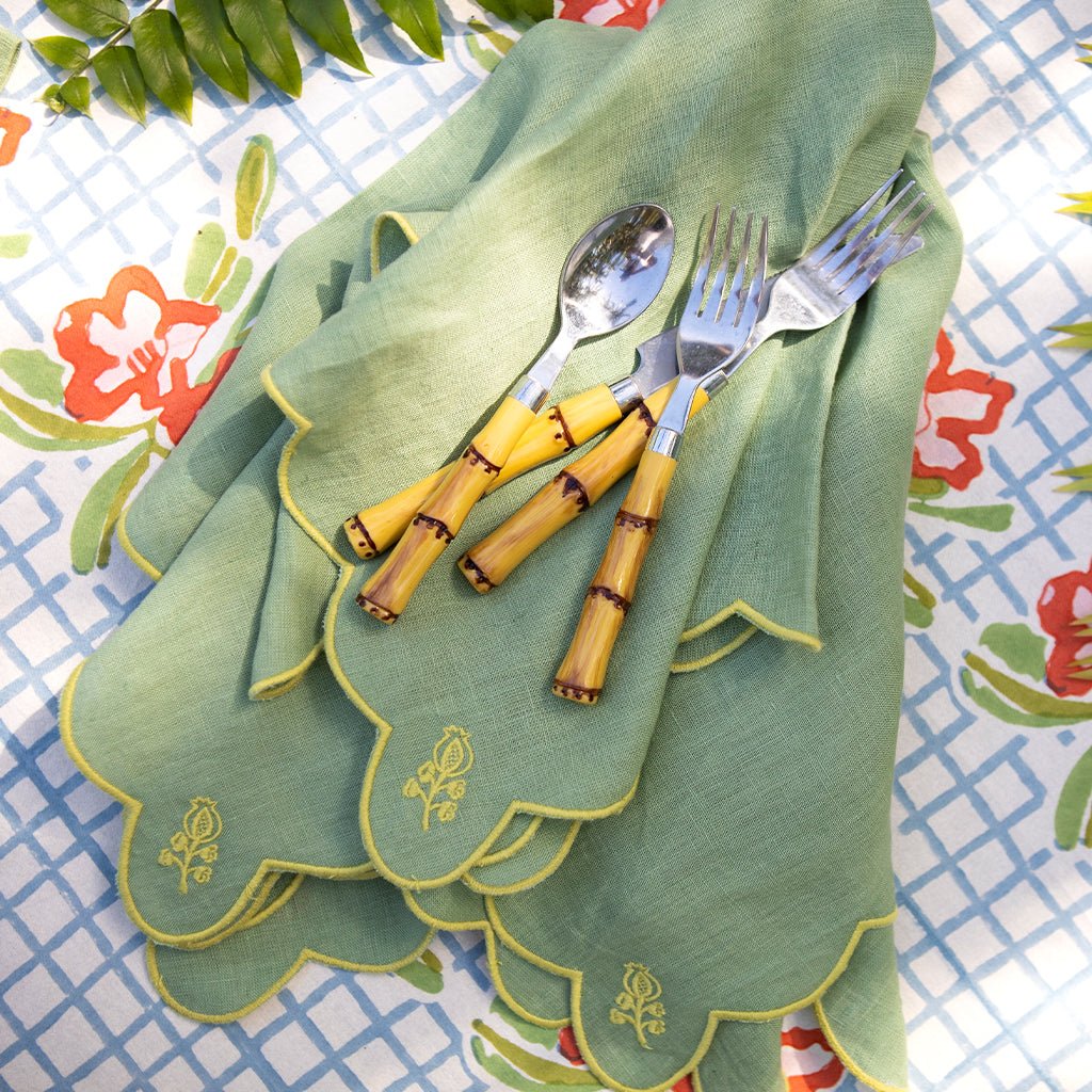 Scalloped Buti Napkins in Forest, from Pomegranate - Image 4