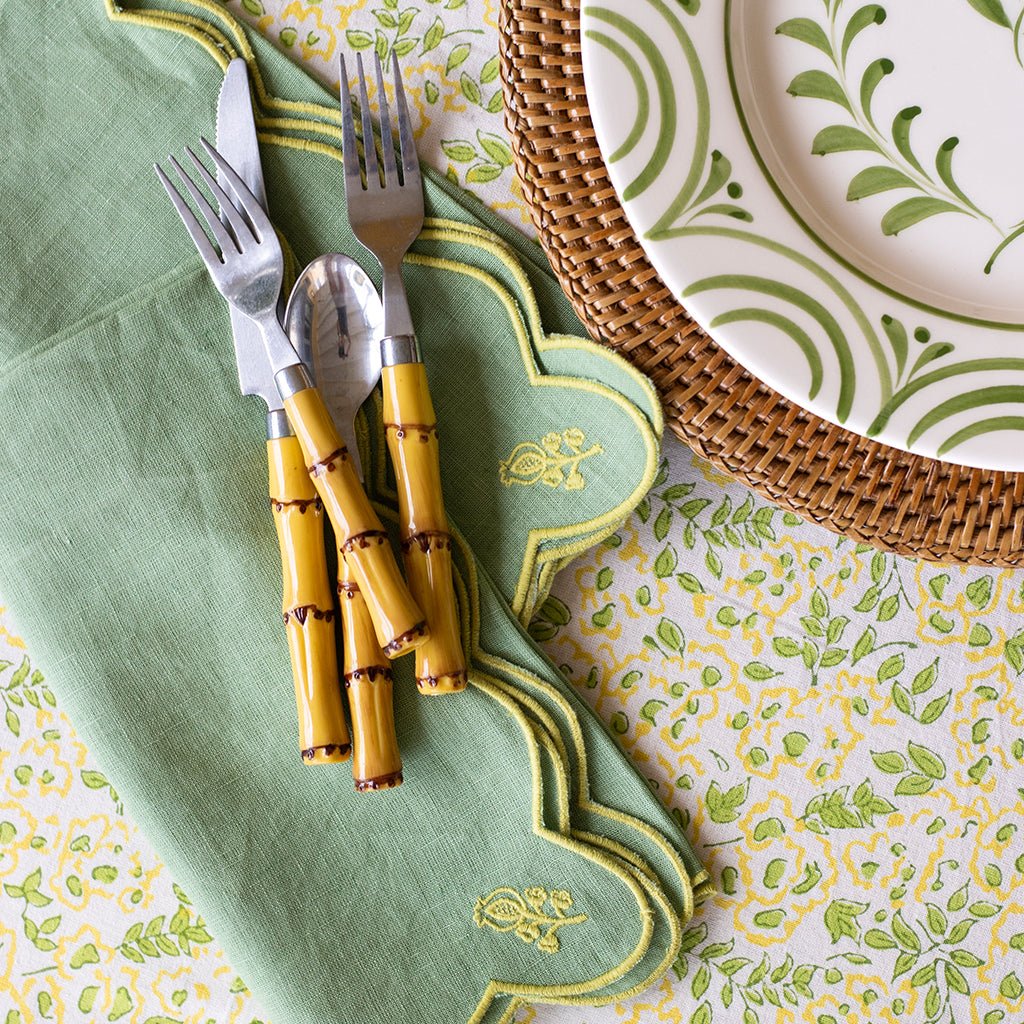 Scalloped Buti Napkins in Forest, from Pomegranate - Image 2
