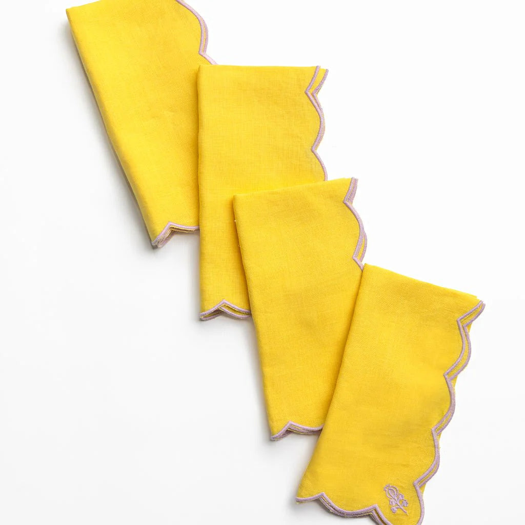 Scalloped Buti Napkins in Snapdragon, from Pomegranate - Image 3