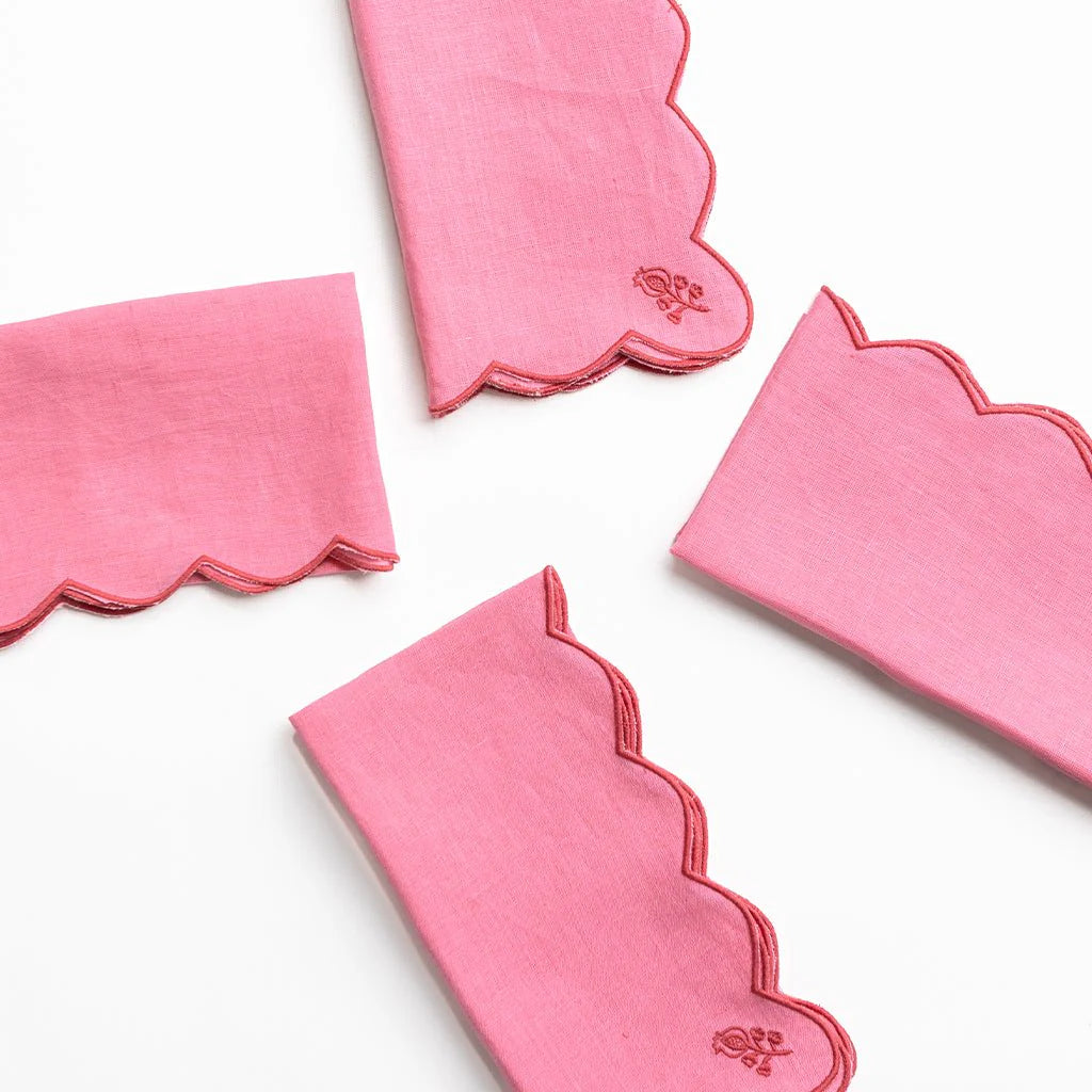 Scalloped Buti Napkins in Wild Rose, from Pomegranate - Image 3