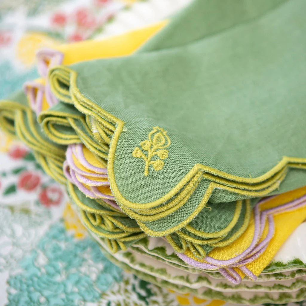 Scalloped Buti Napkins in Forest, from Pomegranate - Image 6