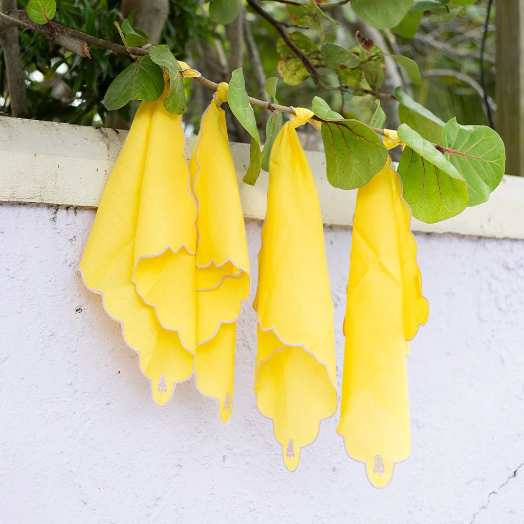 Scalloped Buti Napkins in Snapdragon, from Pomegranate - Image 2