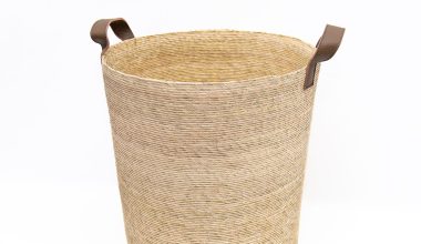 Tambo Basket in Natural with Leather Handels