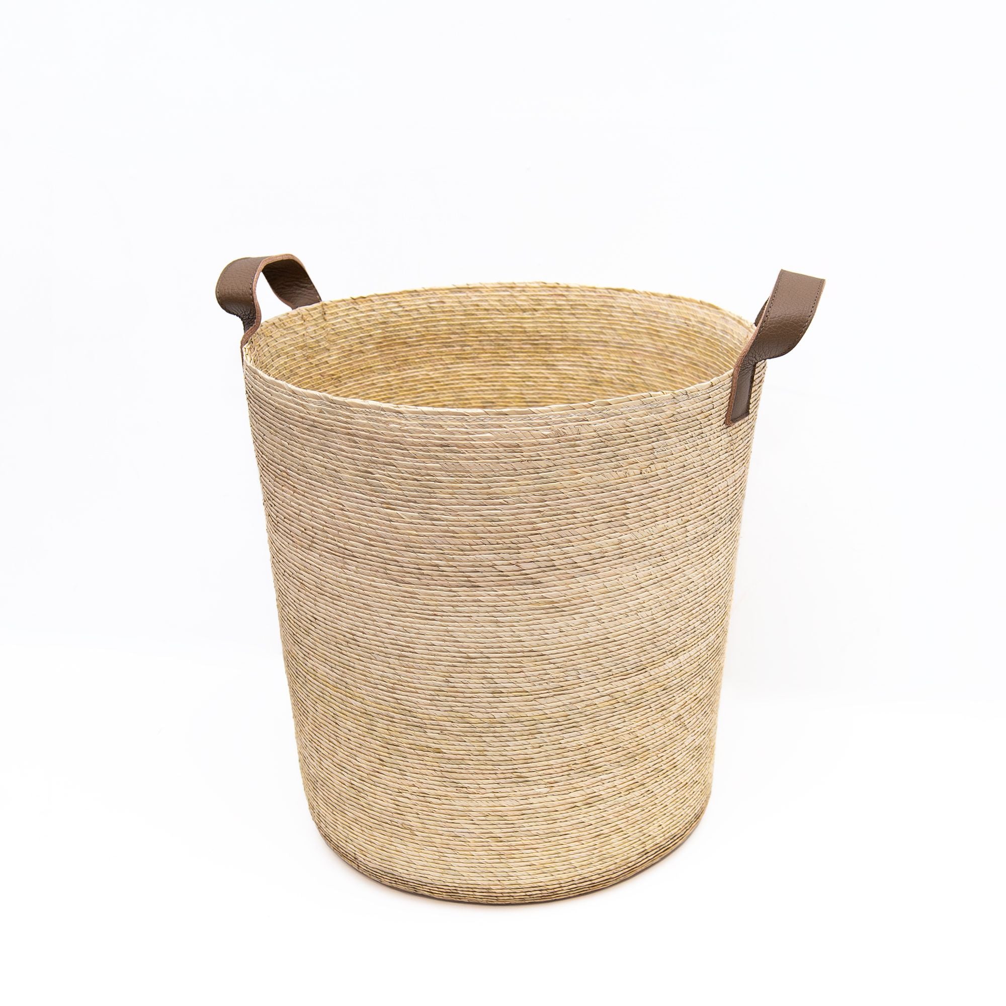 Tambo Basket in Natural with Leather Handels