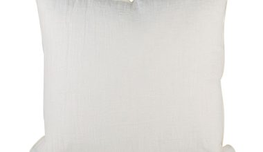 Crumpled Washed Linen Pillow 26" x 26" in Blanc, from Maison De Vacances