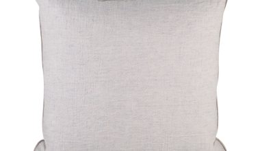 Crumpled Washed Linen Pillow 26" x 26" in Perle, from Maison De Vacances