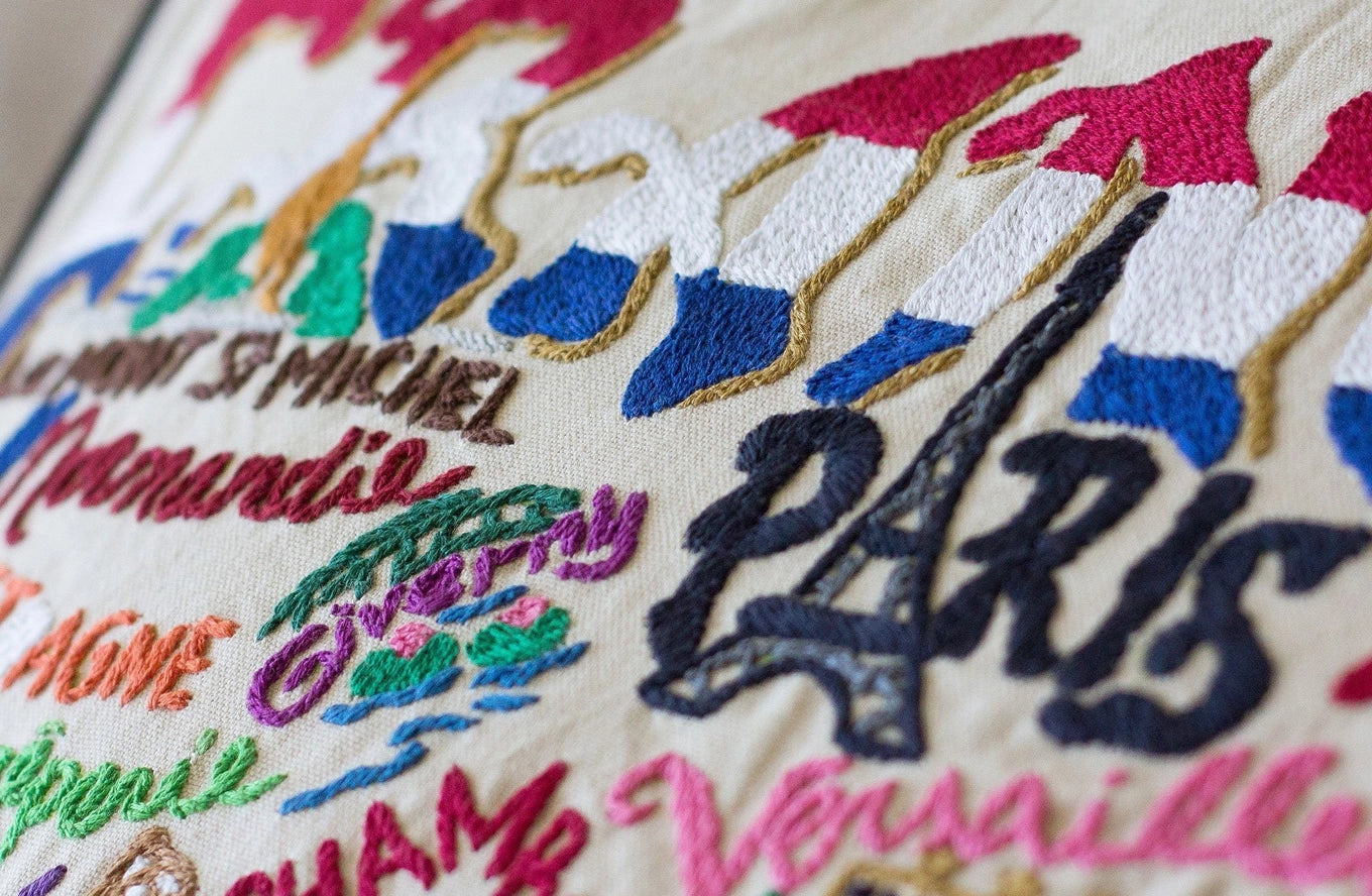 France Hand-Embroidered Pillow - Image 3
