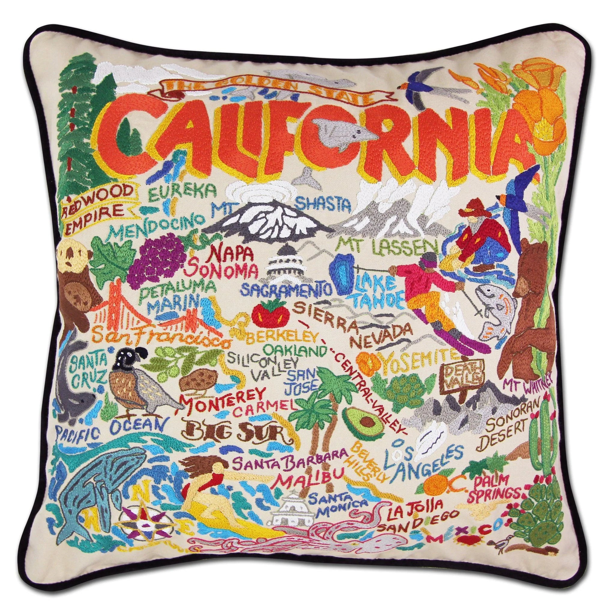 California Embroidered Pillow
