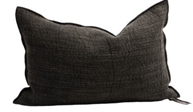 Canvas Nomade Pillow 16"x24" in Charbon, from Maison De Vacances