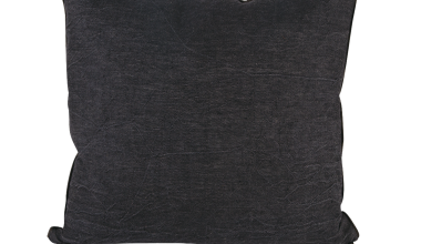 Crumpled Washed Linen Pillow 20X20 in Charbon, from Maison De Vacances