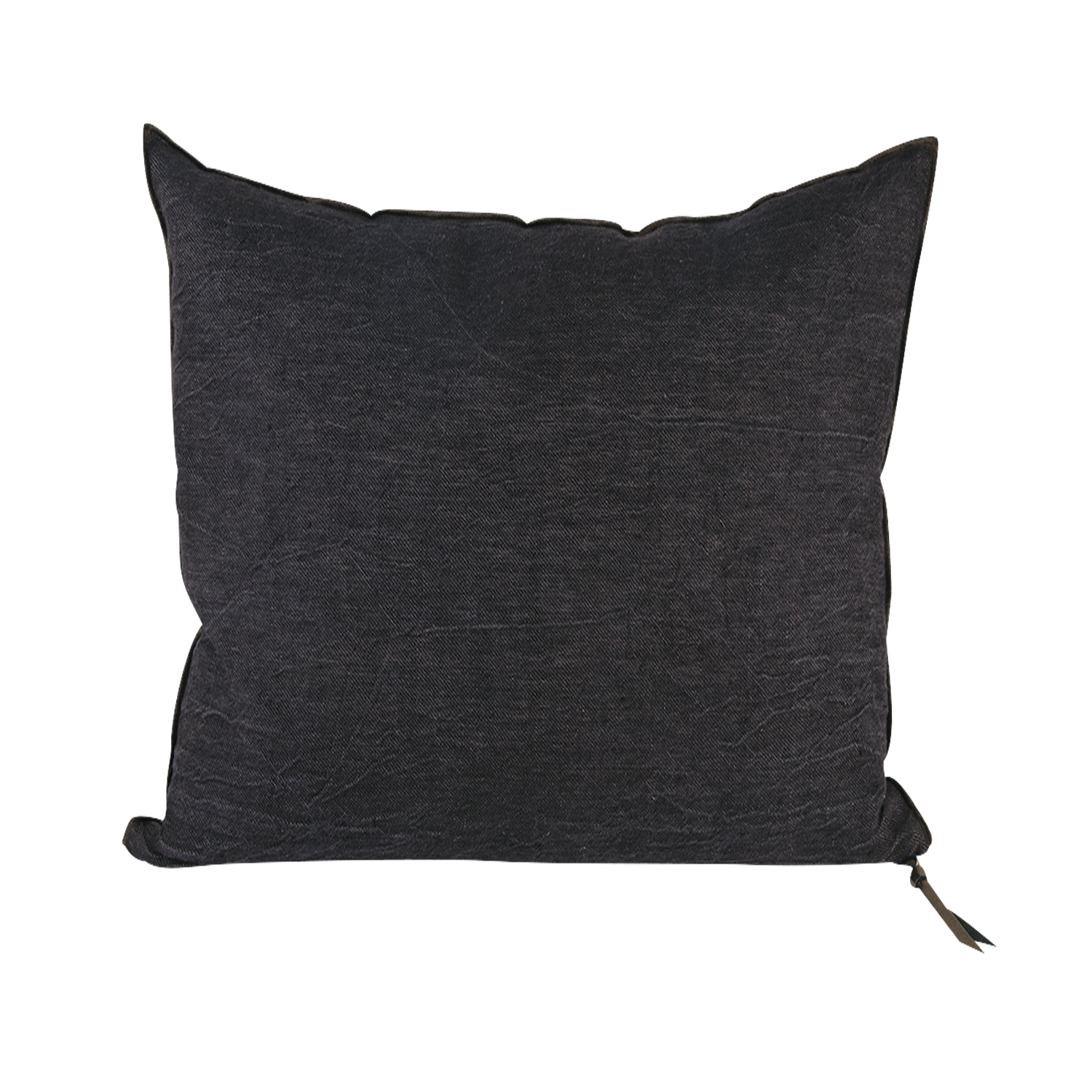 Crumpled Washed Linen Pillow 20X20 in Charbon, from Maison De Vacances