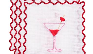 Valentines Cocktail Set of 4 Napkins, from NuYorkCloth