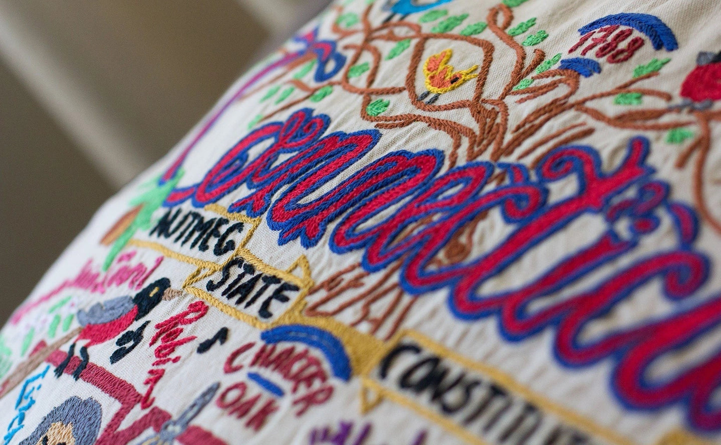 Connecticut Hand-Embroidered Pillow - Image 3