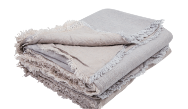 Crumpled Linen Washed Throw in Perle, from Maison de Vacances