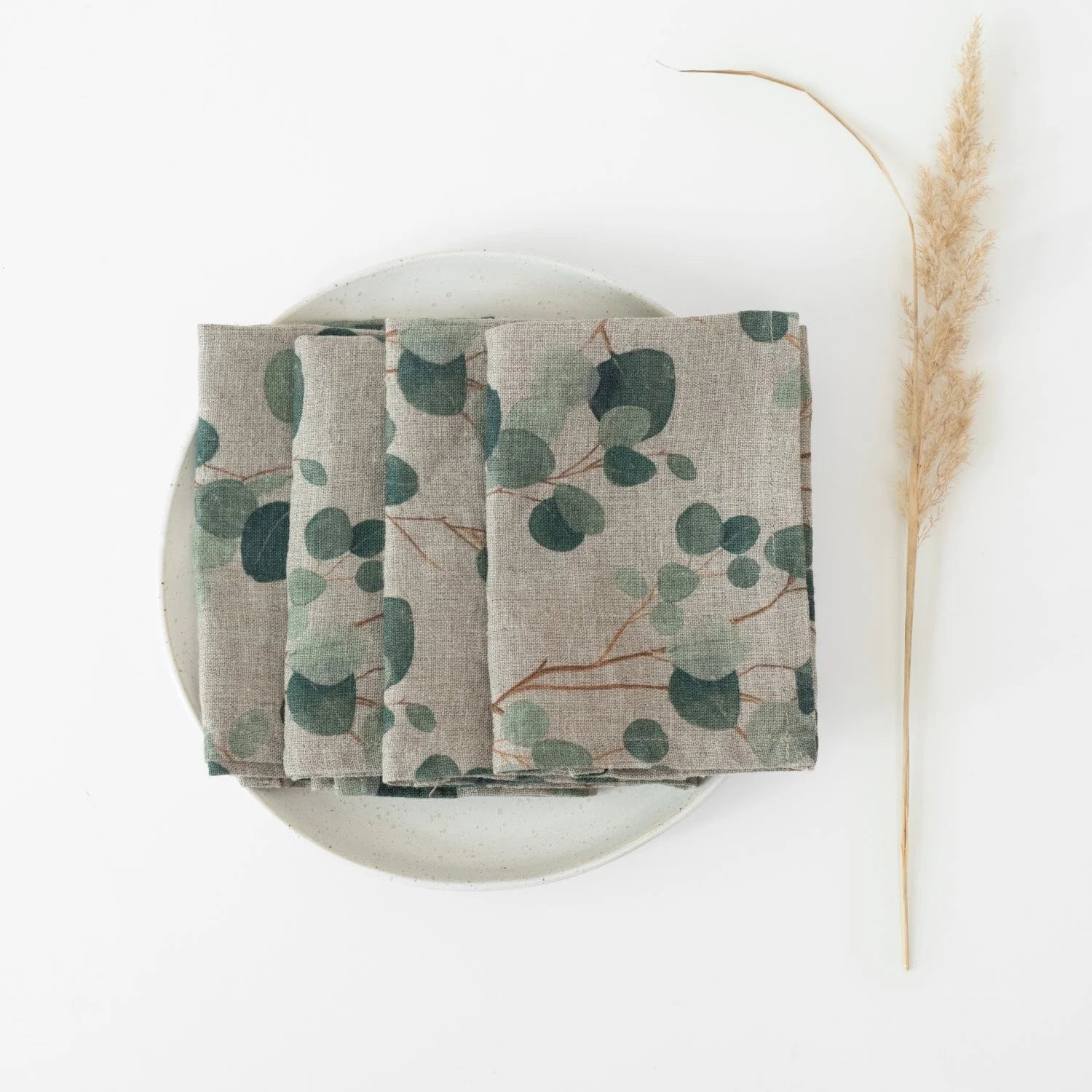 Eucalyptus Linen Napkins 18 x 18 Set of 2 in Natural, from Linen Tales - Image 3
