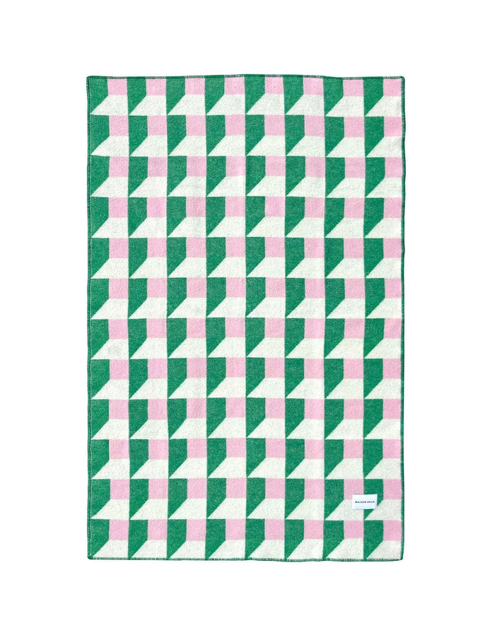 Cubics Blanket in Grass and Pink, from Maison Deux - Image 2